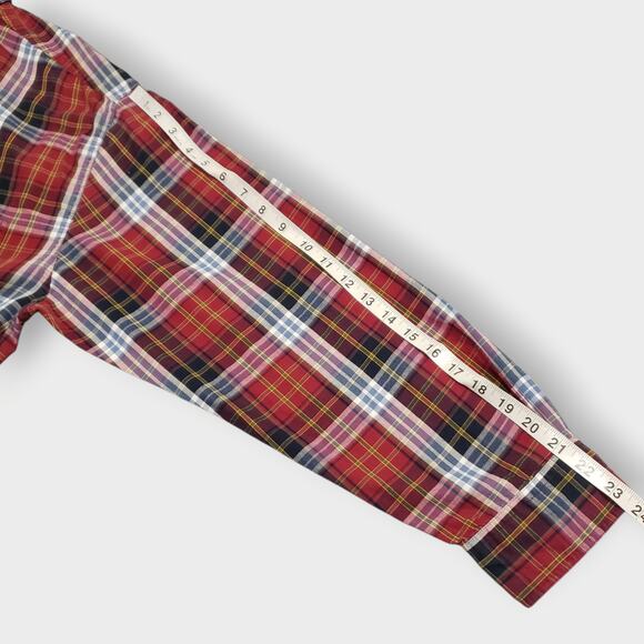Chaps Ralph Lauren Madras Plaid Button Down Shirt XL Red Pocket Preppy Western - Picture 10 of 12